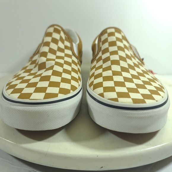 NEW Vans Classic Slip-On Sz 12 Color Theory Checkerboard Golden Brown Sneakers - Picture 8 of 13
